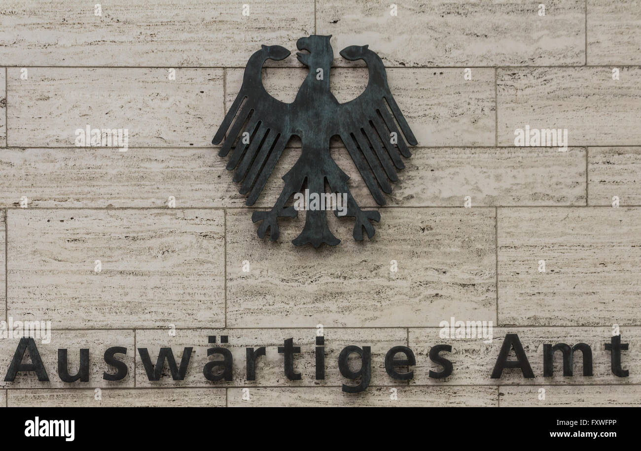 Authority signpost of the Foreign Office of the Federal Republic of Germany in Berlin Stock Photo