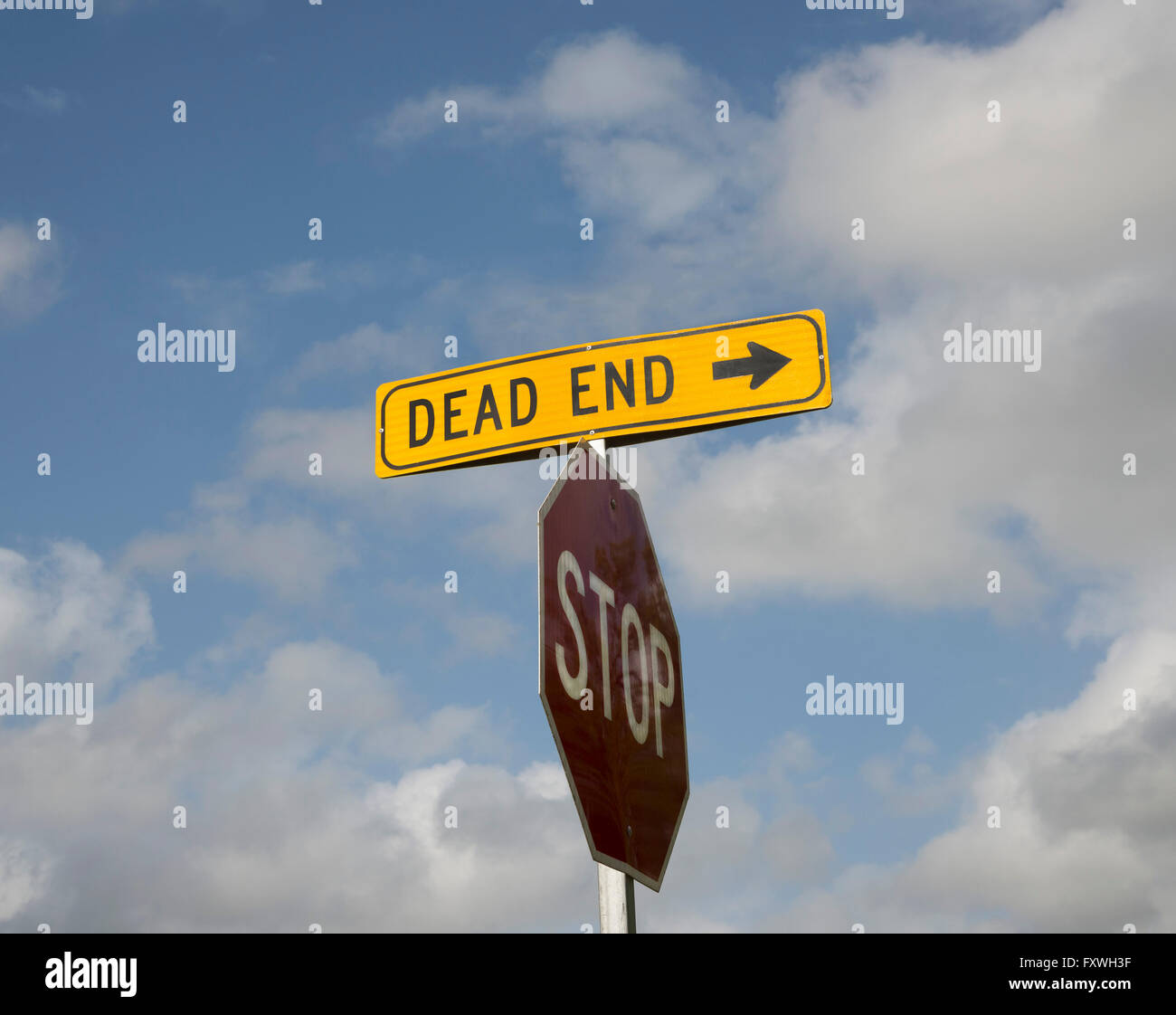 Dead end sign along a rural road in North Central Florida. Stock Photo