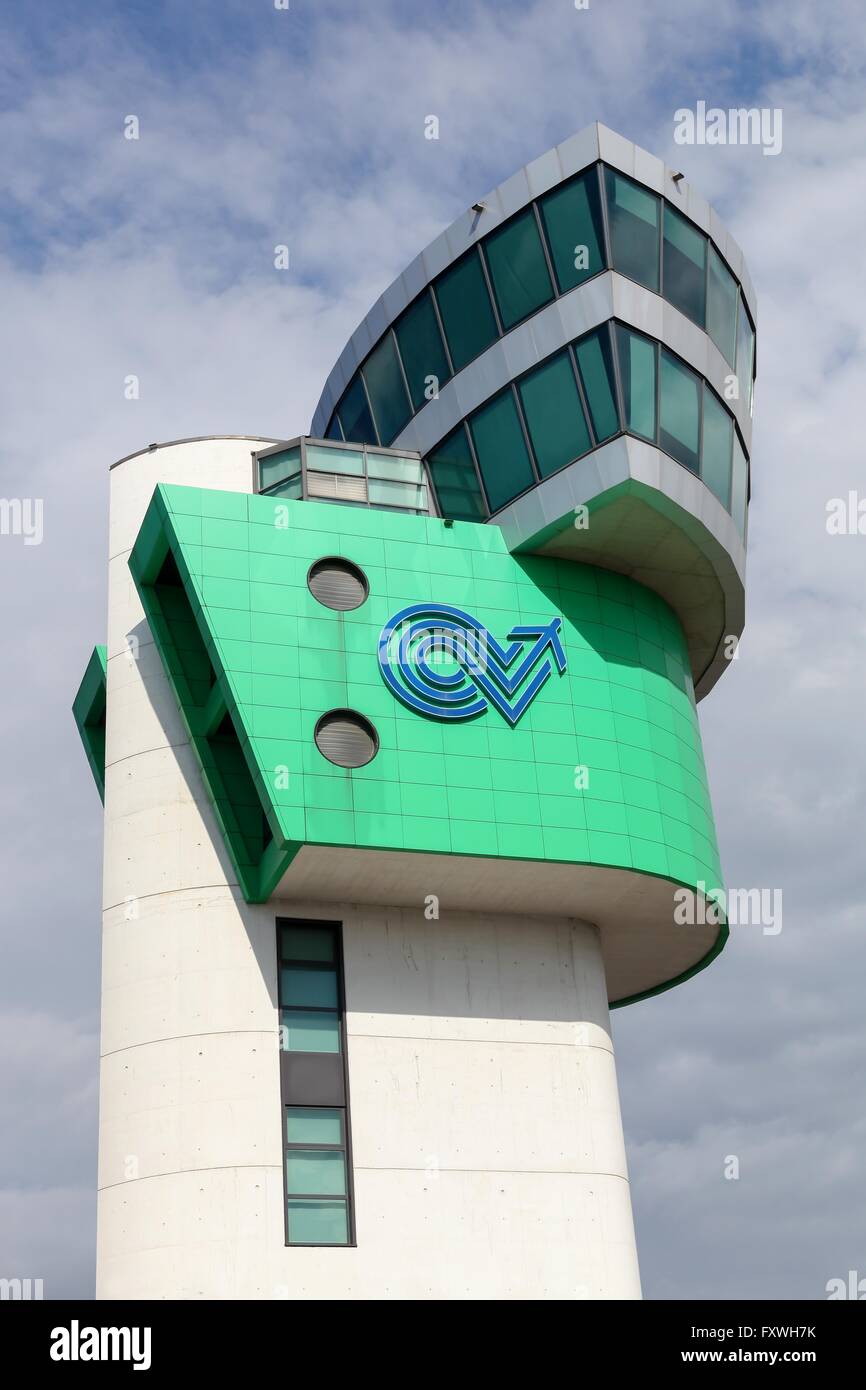 Orio al Serio Airport control tower in Bergamo, Italy Stock Photo
