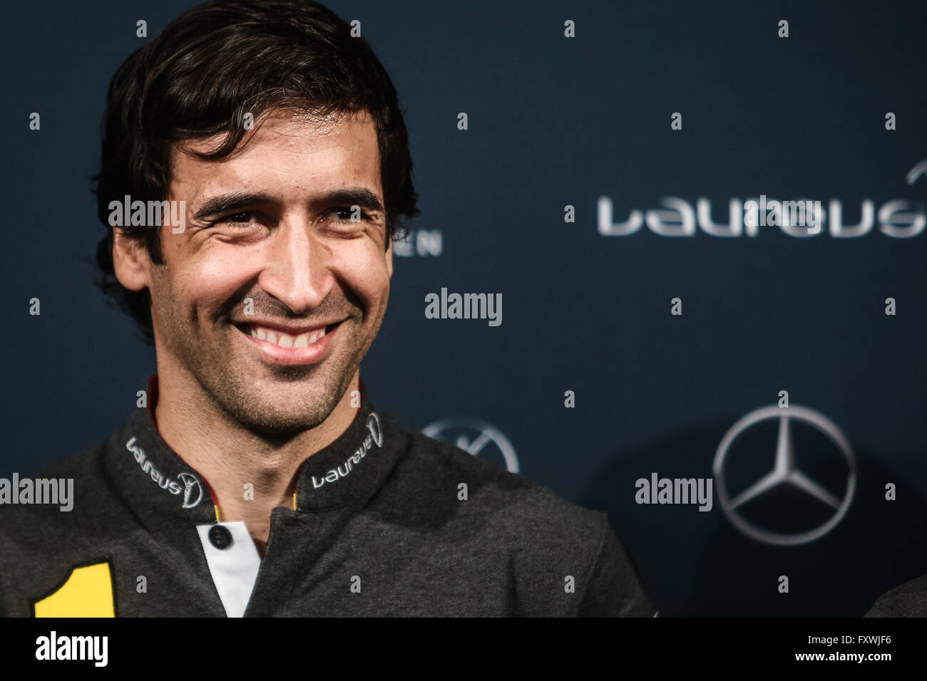 Berlin, Germany. 18th Apr, 2016. Spain's football player Raul Gonzalez Blanco attends a press conference prior to the 17th Laureus World Sports Award ceremony in Berlin, Germany, April 18, 2016. Credit:  Zhang Fan/Xinhua/Alamy Live News Stock Photo