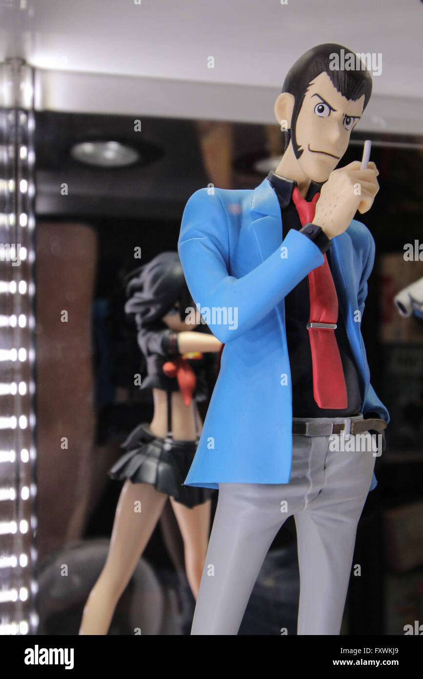 Torino Italy 15th Apr 16 Here An Action Figure By Cartoon Lupin Iii Over Visitors To Torino Comics The Comic Fair And The Video Game Which This Year Took Place At