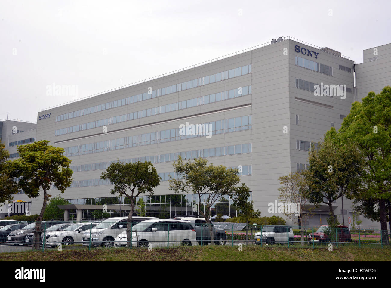 Kumamoto, Japan. 18th Apr, 2016. Sony's semiconductor factory stands at ...