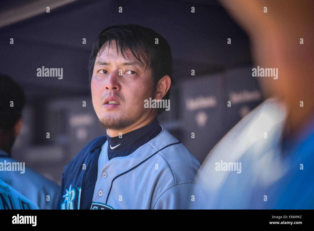 the Bronx, New York, USA. 17th Apr, 2016. Hisashi Iwakuma (Mariners
