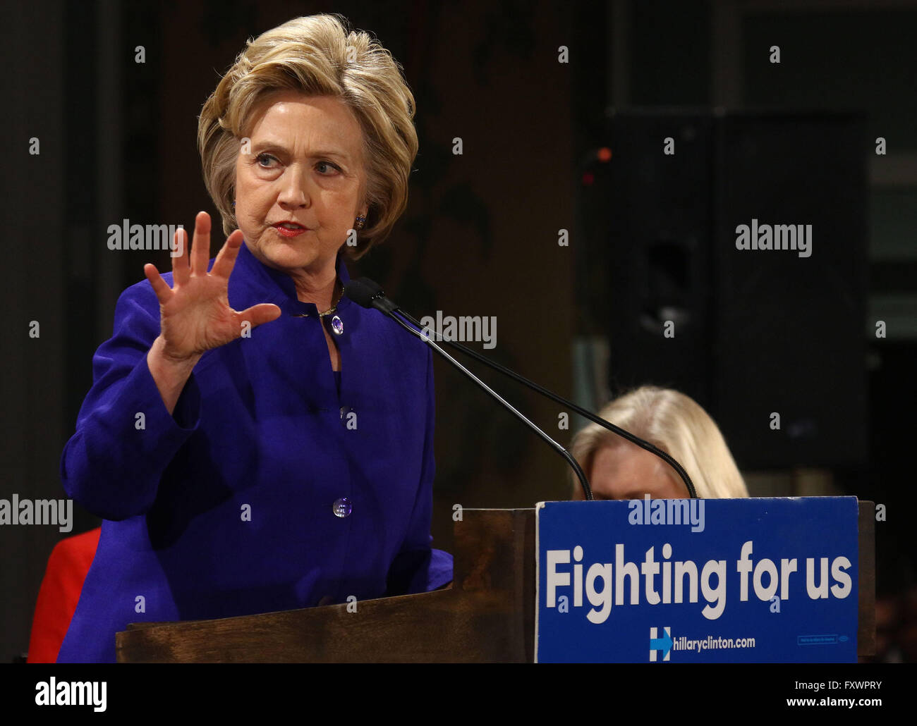 New York, USA. 18th Apr, 2016. Democratic Presidential hopeful HILLARY ...