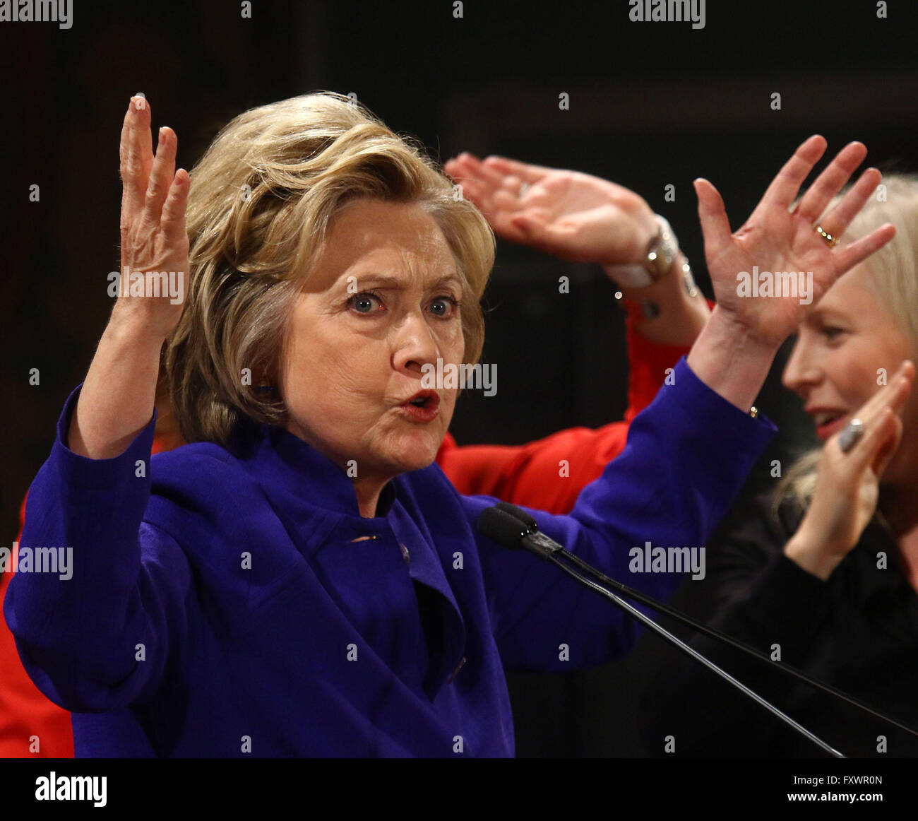 New York, USA. 18th Apr, 2016. Democratic Presidential hopeful HILLARY ...