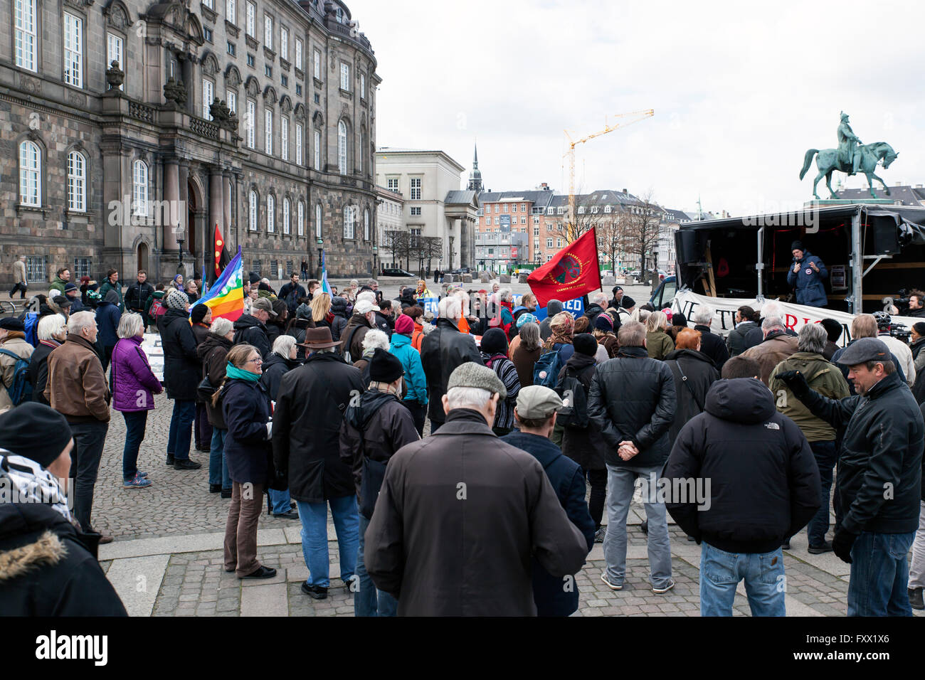 Copenhagen Denmark April 19th 2016 Protesters At The Parliament Square FXX1X6 