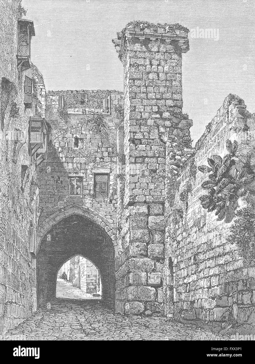 ISRAEL: Remains Antonia Fort, Jerusalem, antique print c1885 Stock Photo