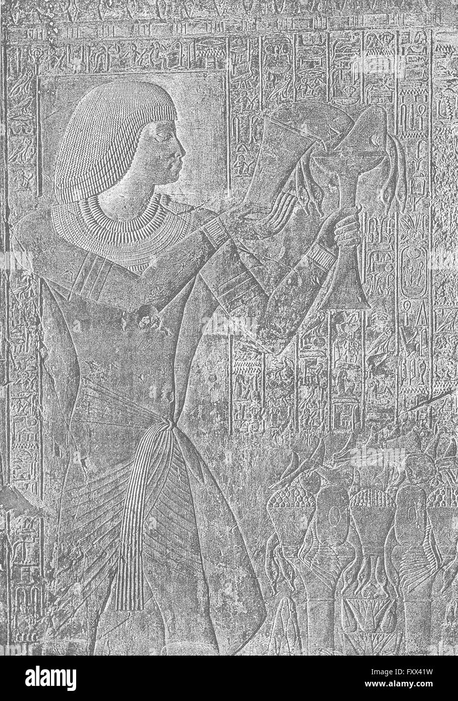 THEBES: Bas-relief tomb Sheikh Abd-El-Gurnah, antique print c1885 Stock Photo