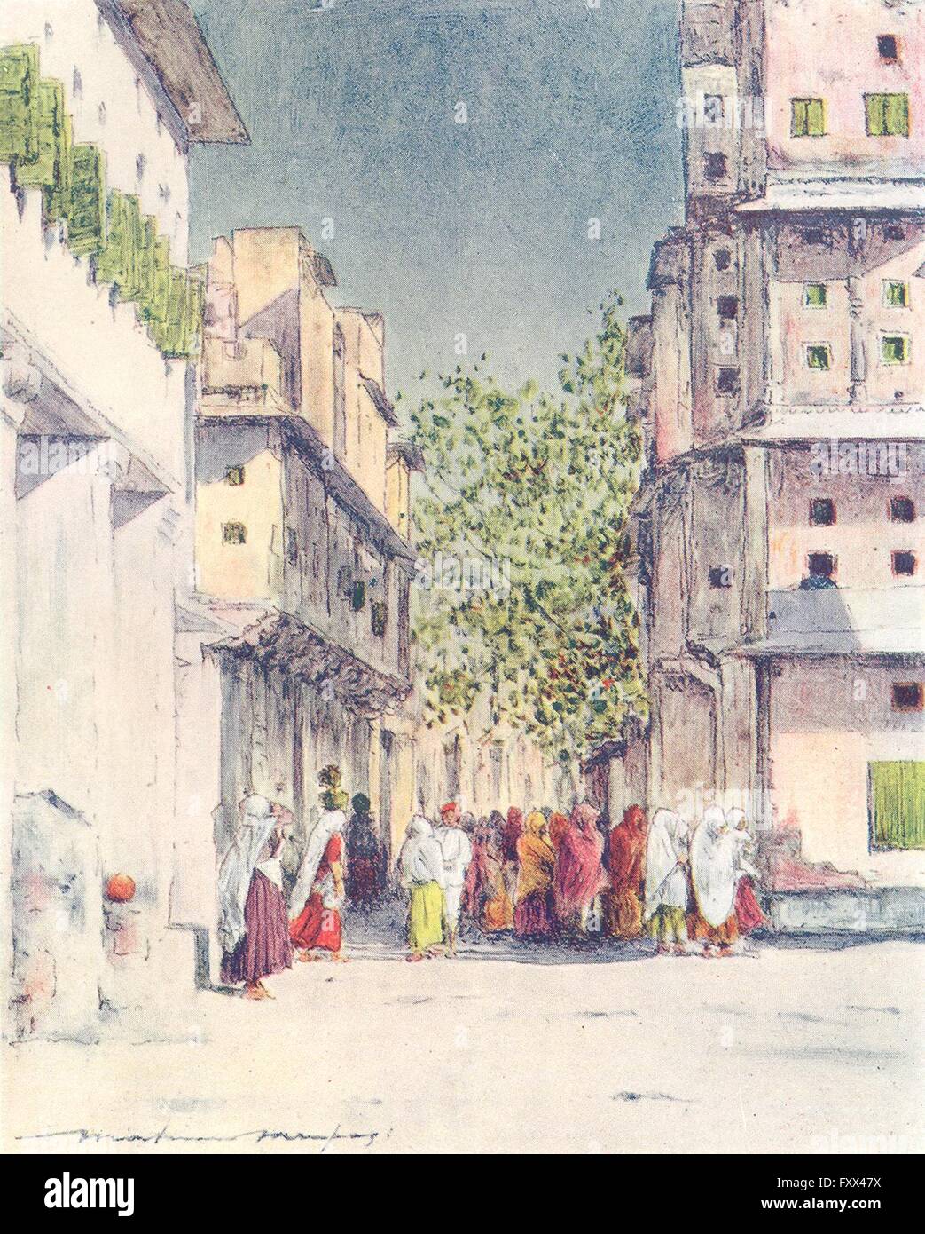 A Minstrels Balcony 1905 old antique vintage print picture INDIA
