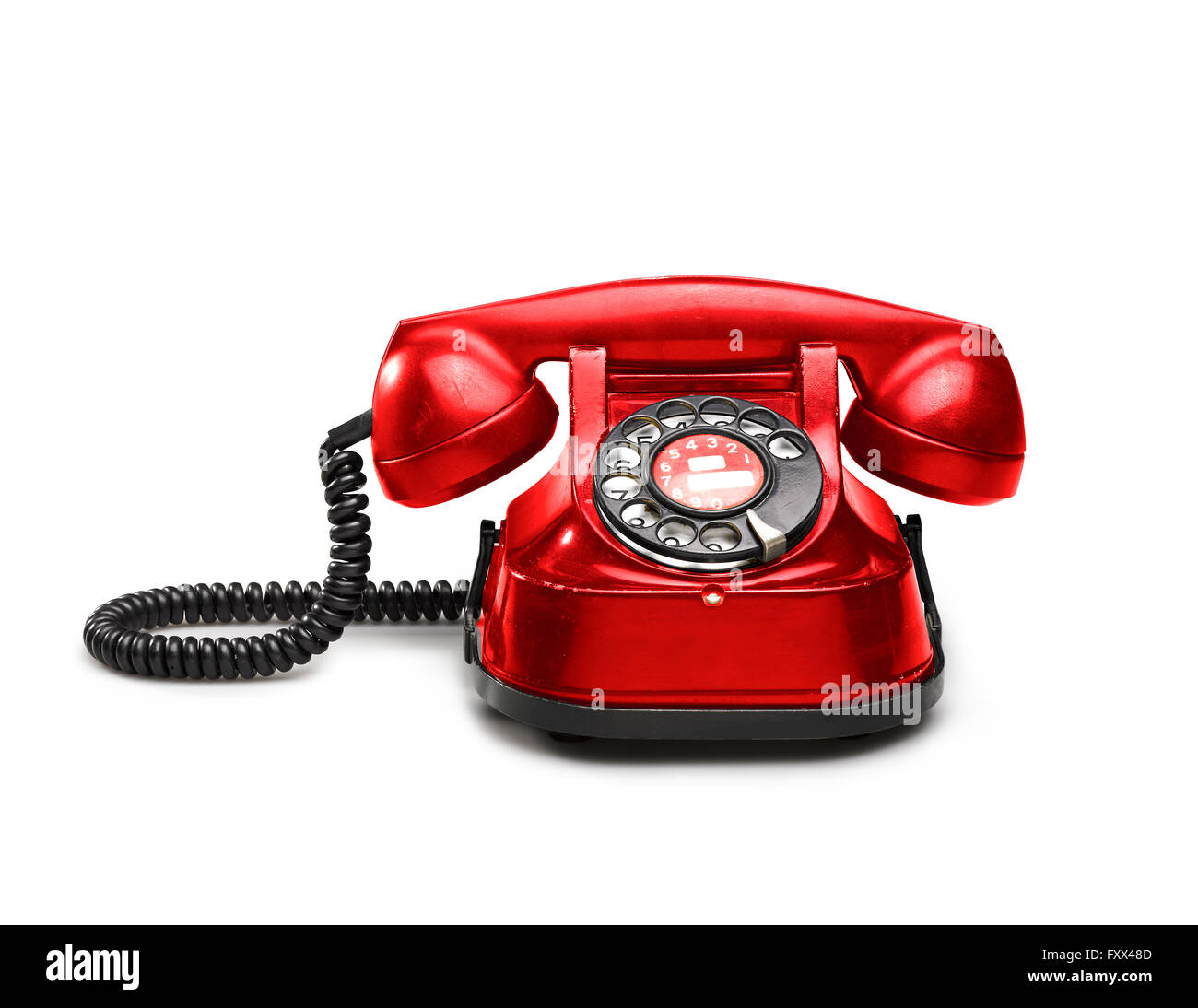 Telaphon An old red telephon with rotary dial - clipping path Stock Photo - Alamy