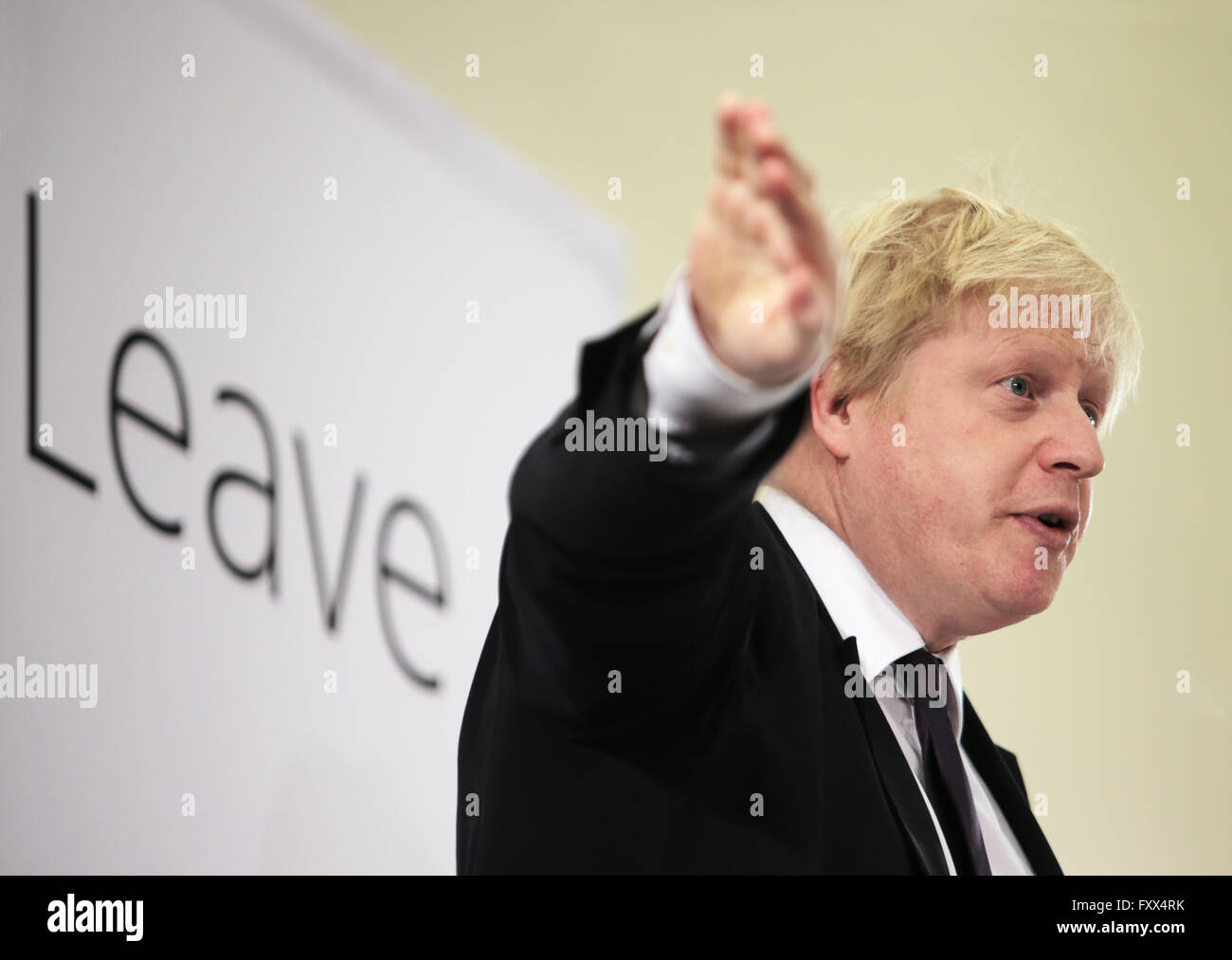 Newcastle Upon Tyne, TYNE AND WEAR/UK - APRIL 16th 2016 - Mayor of London Boris Johnson at a vote leave rally in Newcastle Stock Photo