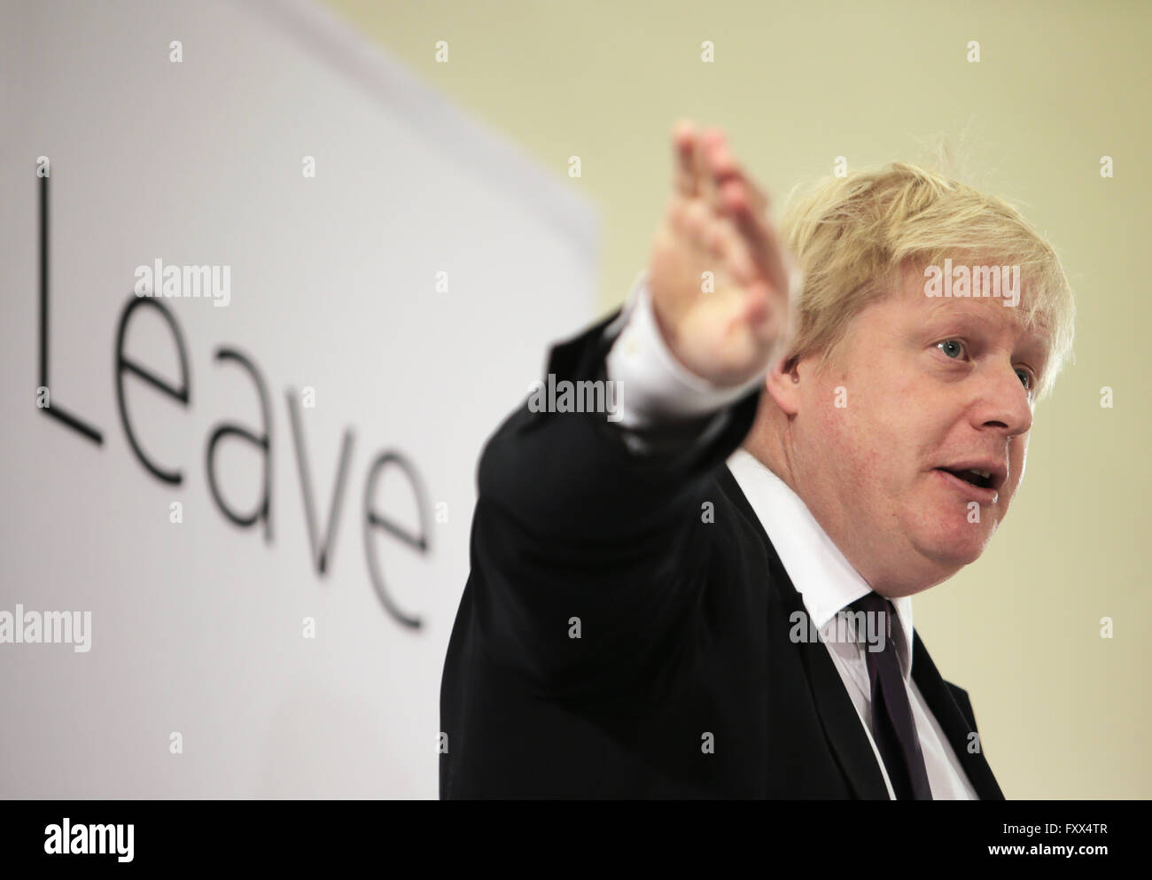 Newcastle Upon Tyne, TYNE AND WEAR/UK - APRIL 16th 2016 - Mayor of London Boris Johnson at a vote leave rally in Newcastle. Stock Photo