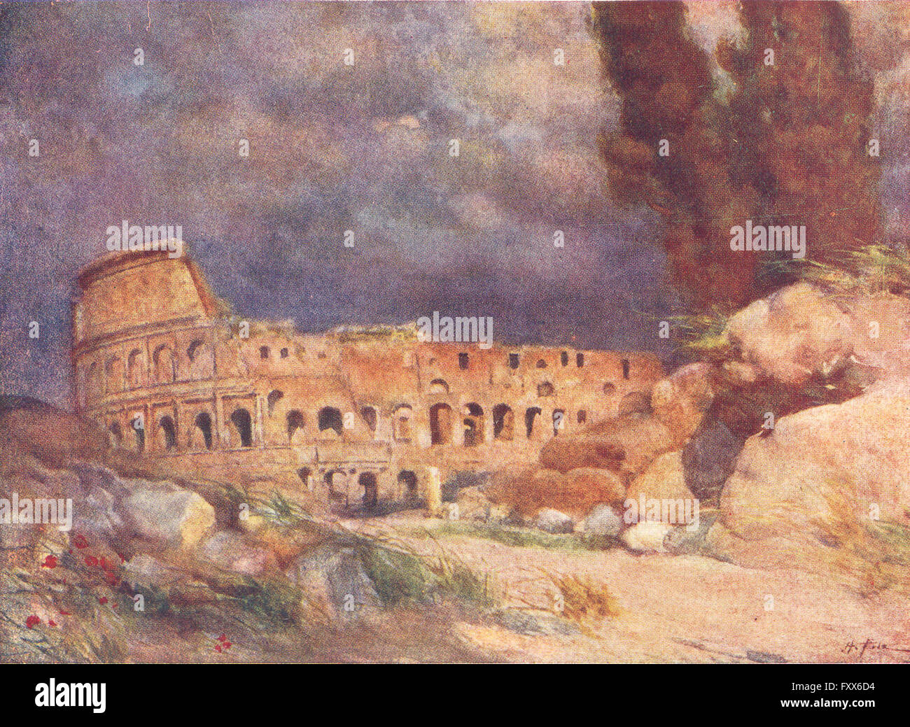 ROME: Colosseum in a Storm, antique print 1905 Stock Photo - Alamy
