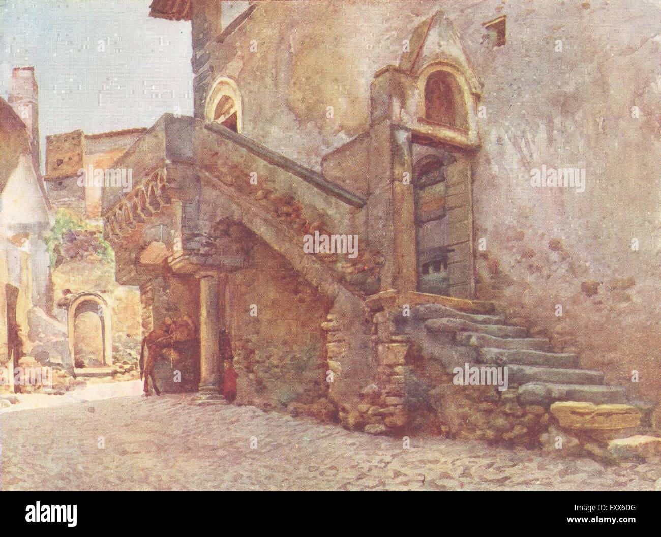 ITALY: Mediaeval House at Tivoli, antique print 1905 Stock Photo