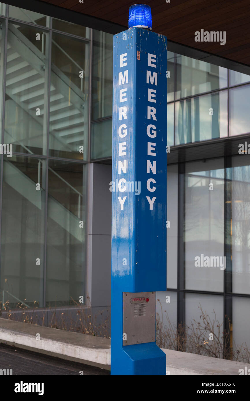 Emergency call box on campus Stock Photo Alamy