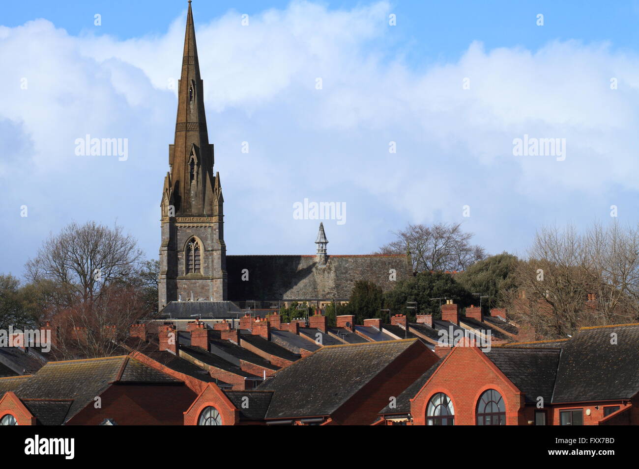 St Leonards church Exeter, view from quay, Devon, England, UK Stock