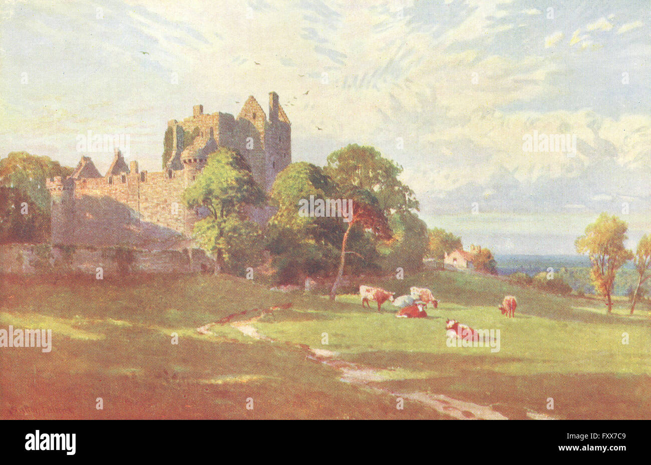 SCOTLAND: Craigmillar Castle, Edinburgh, antique print 1904 Stock Photo