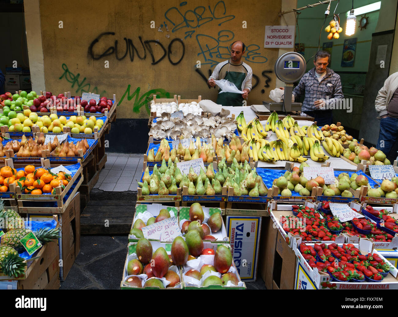 Fruit and Vegetable street Trader in Catania Sicily Stock Photo