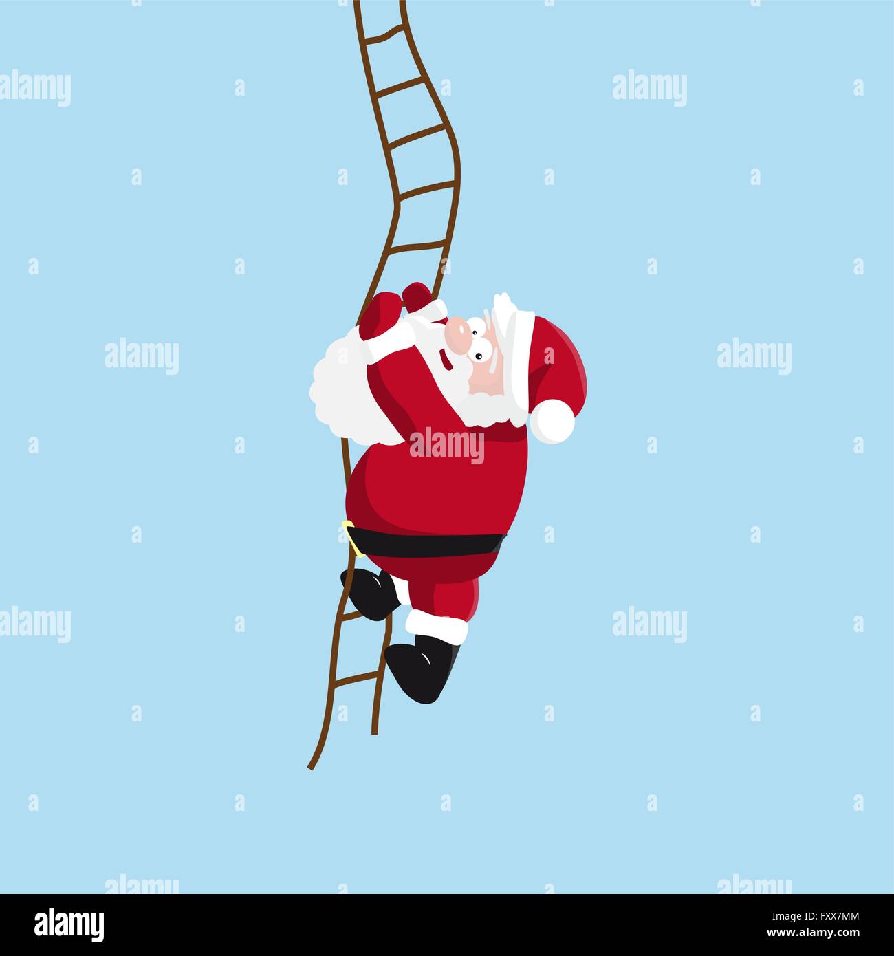 Santa climbs the ladder. Vector illustration Stock Vector Image & Art