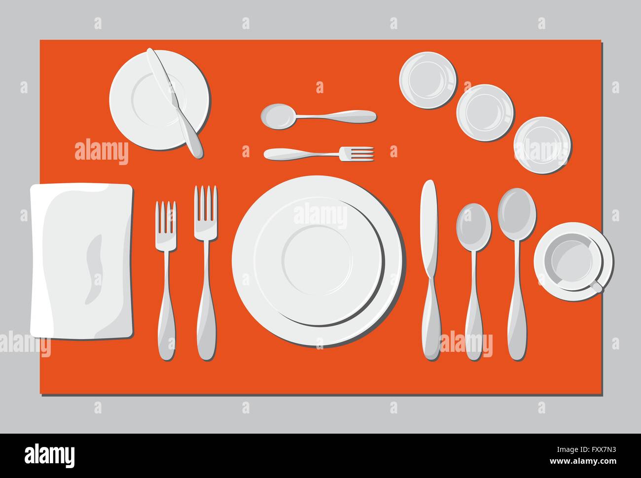 Serving dishes and cutlery. Vector illustration Stock Vector