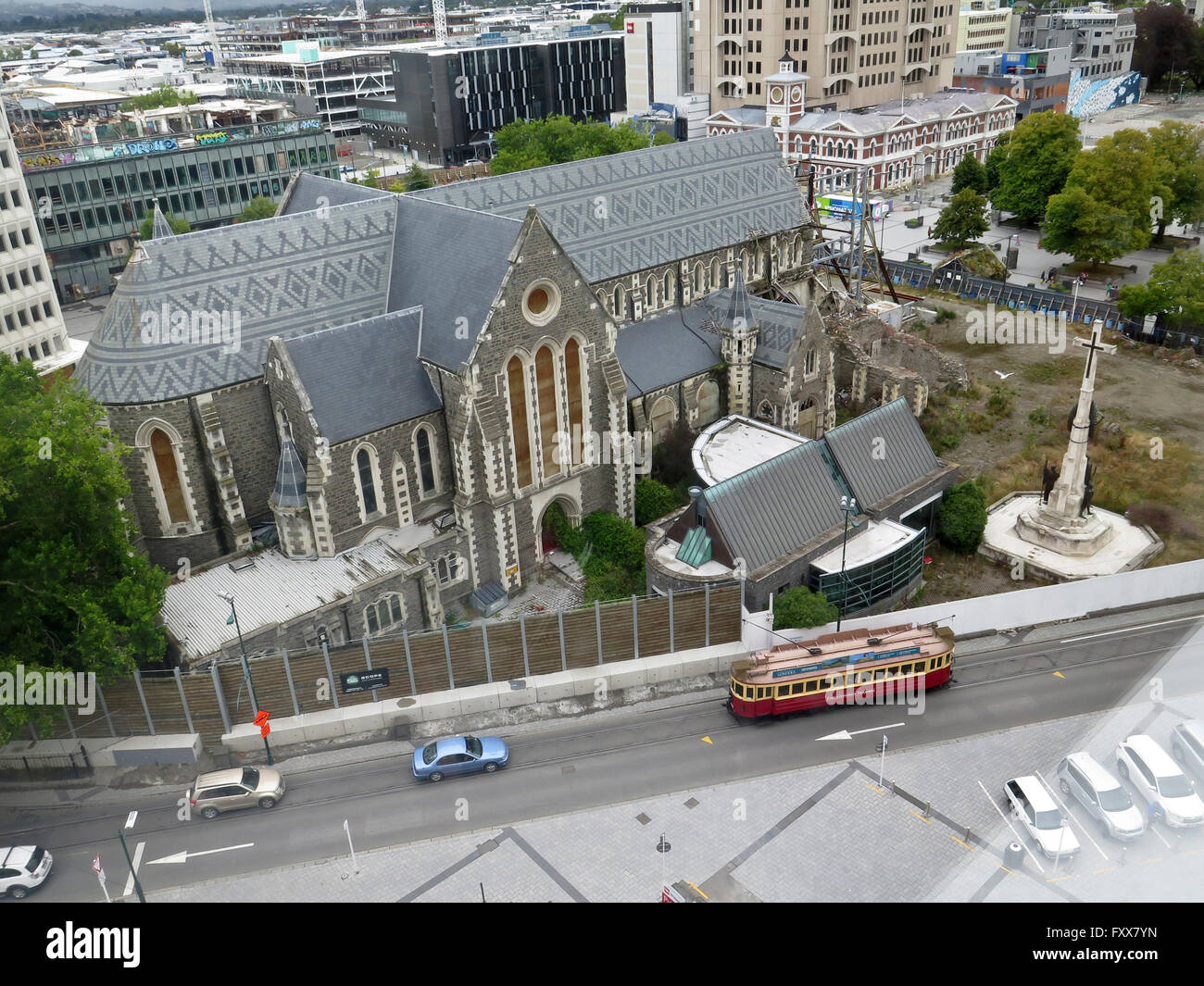 Remains of ChristChurch Cathedral, Christchurch, South Island, New Zealand after the 2011 earthquake. Stock Photo