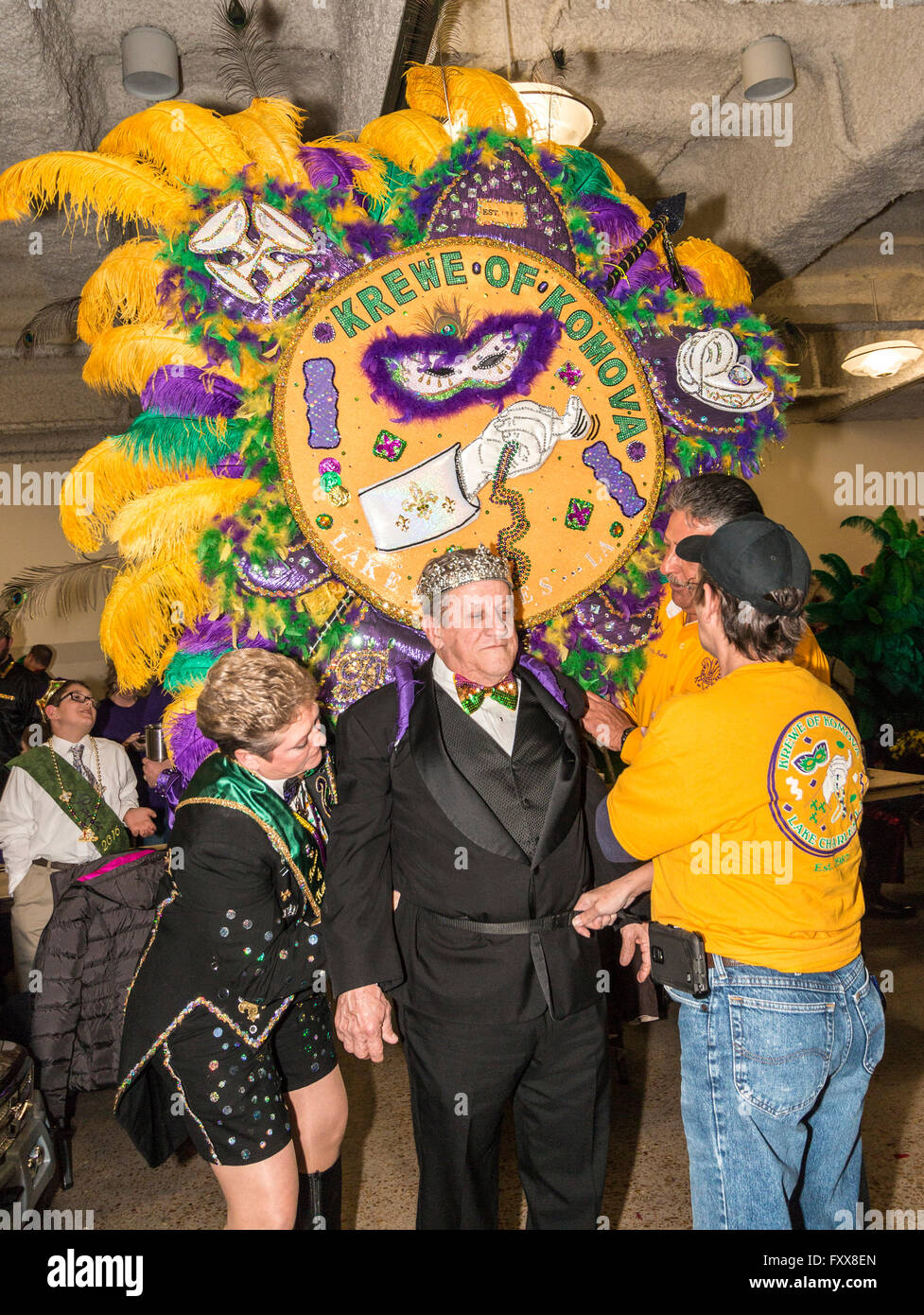 One of the krewe revelers getting ready for a parade of krewes during