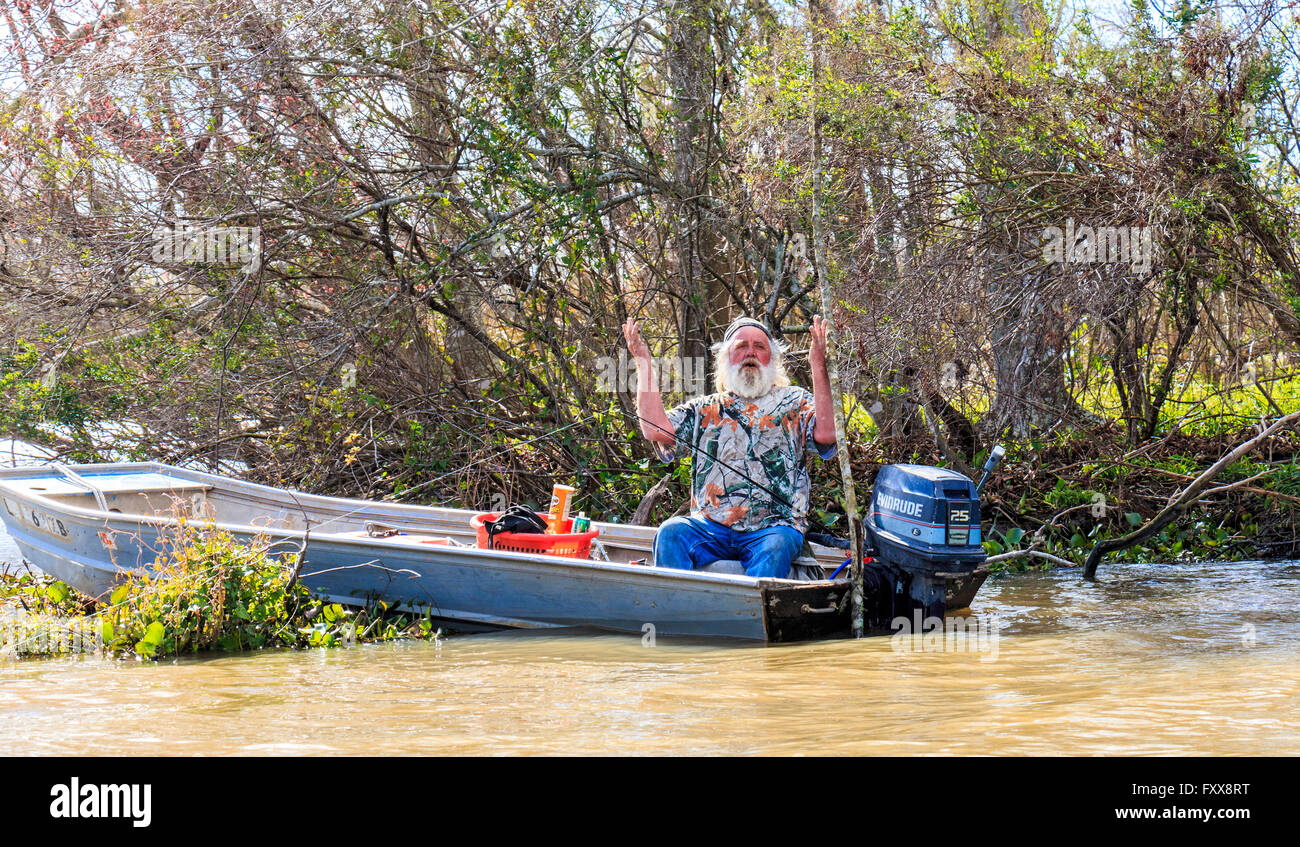 Aging fisherman in a bayou of southern Louisiana Stock Photo Alamy