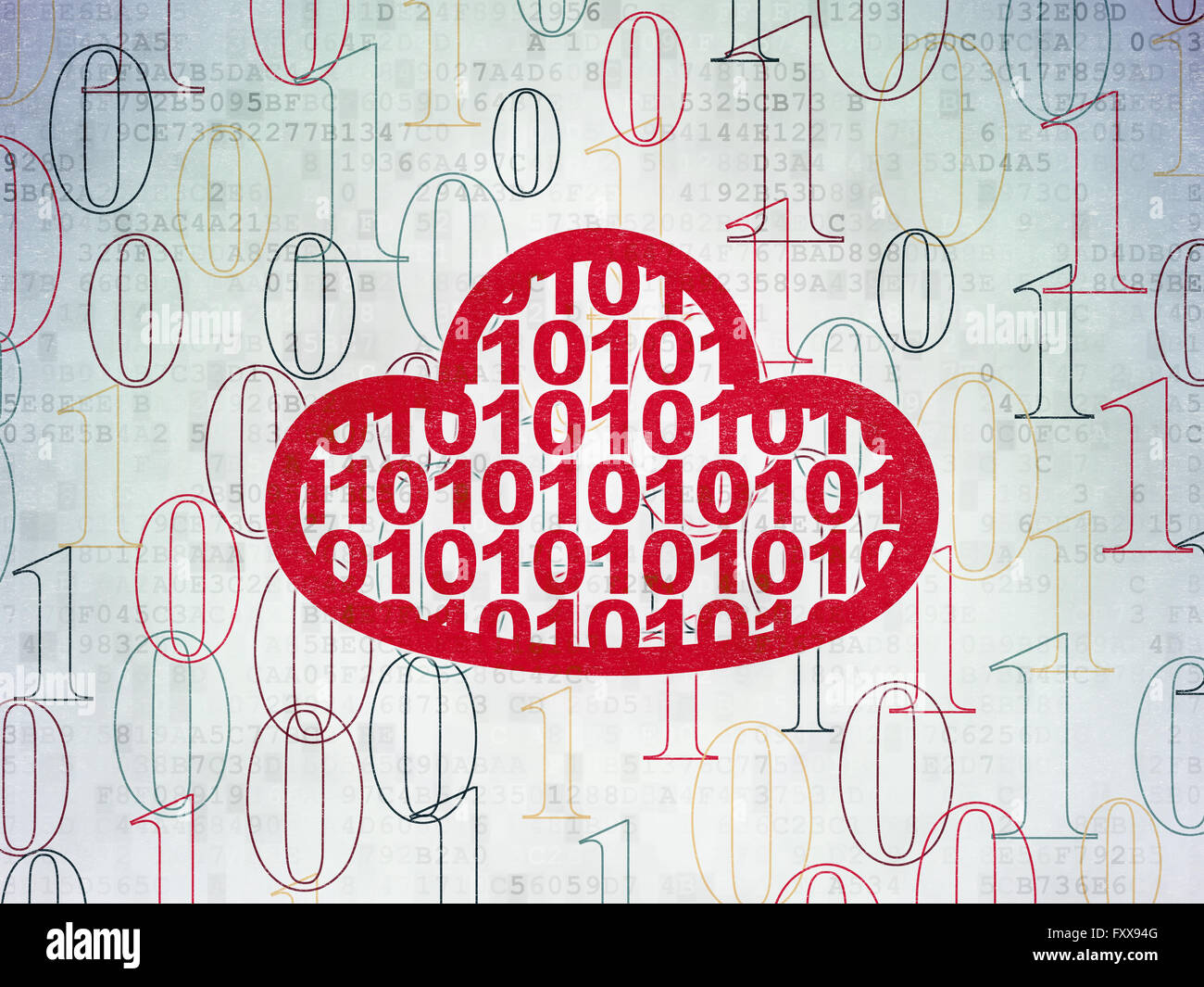 Cloud computing concept: Cloud With Code on Digital Paper background ...