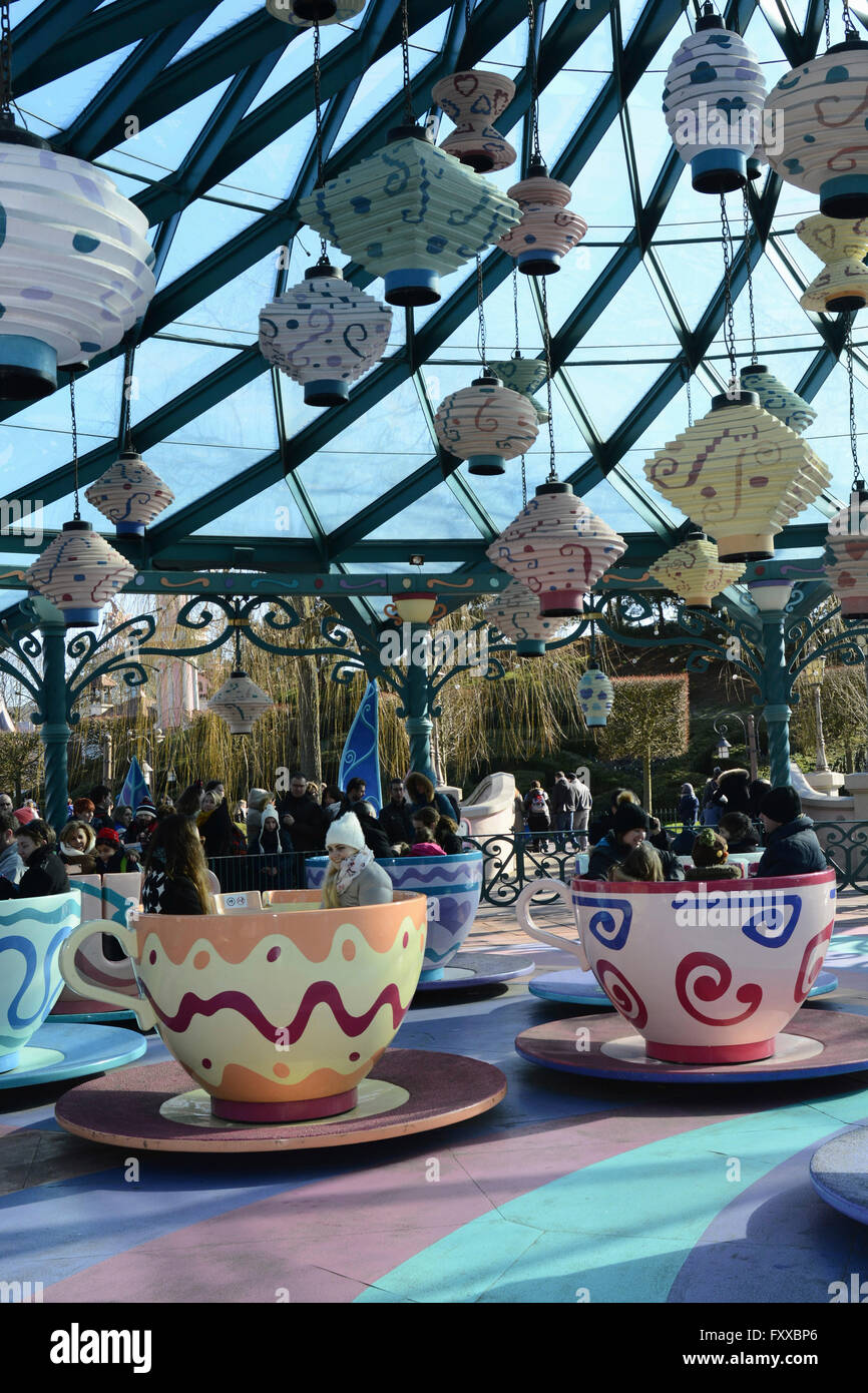The Mad hatters tea cup ride at Disneyland Paris Stock Photo