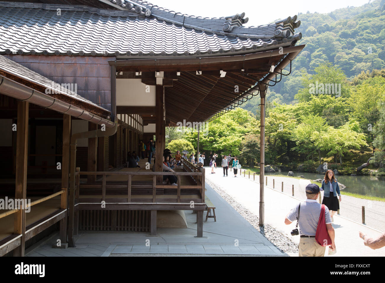 A side view of the temple building on the grounds of Kinkaku-ji (Golden Pavilion) in Kyoto, Japan. Stock Photo