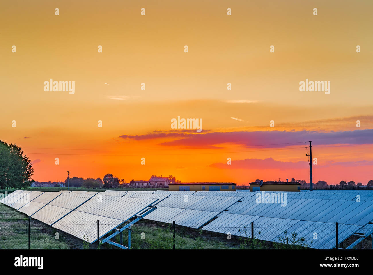 Photovoltaic panels in the countryside among cultivated fields Stock ...