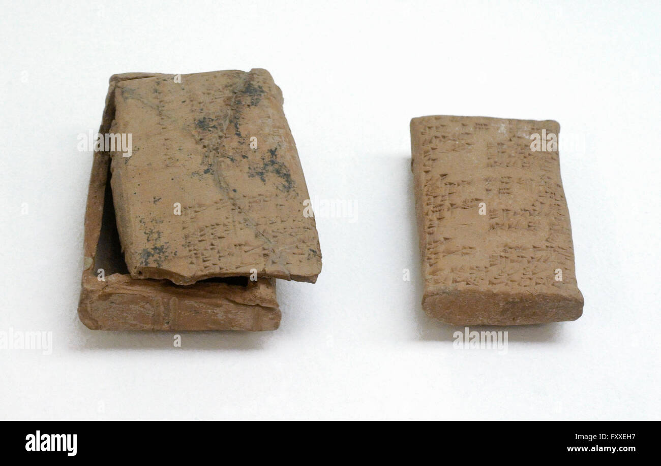 Sumer. Mesopotamia. Near East. Legal and administrative document in Sumerian and akkadian language. Babylonia. Beginning of the 2nd Millennium B.C. The State Hermitage Museum. Saint Petersburg. Russia. Stock Photo