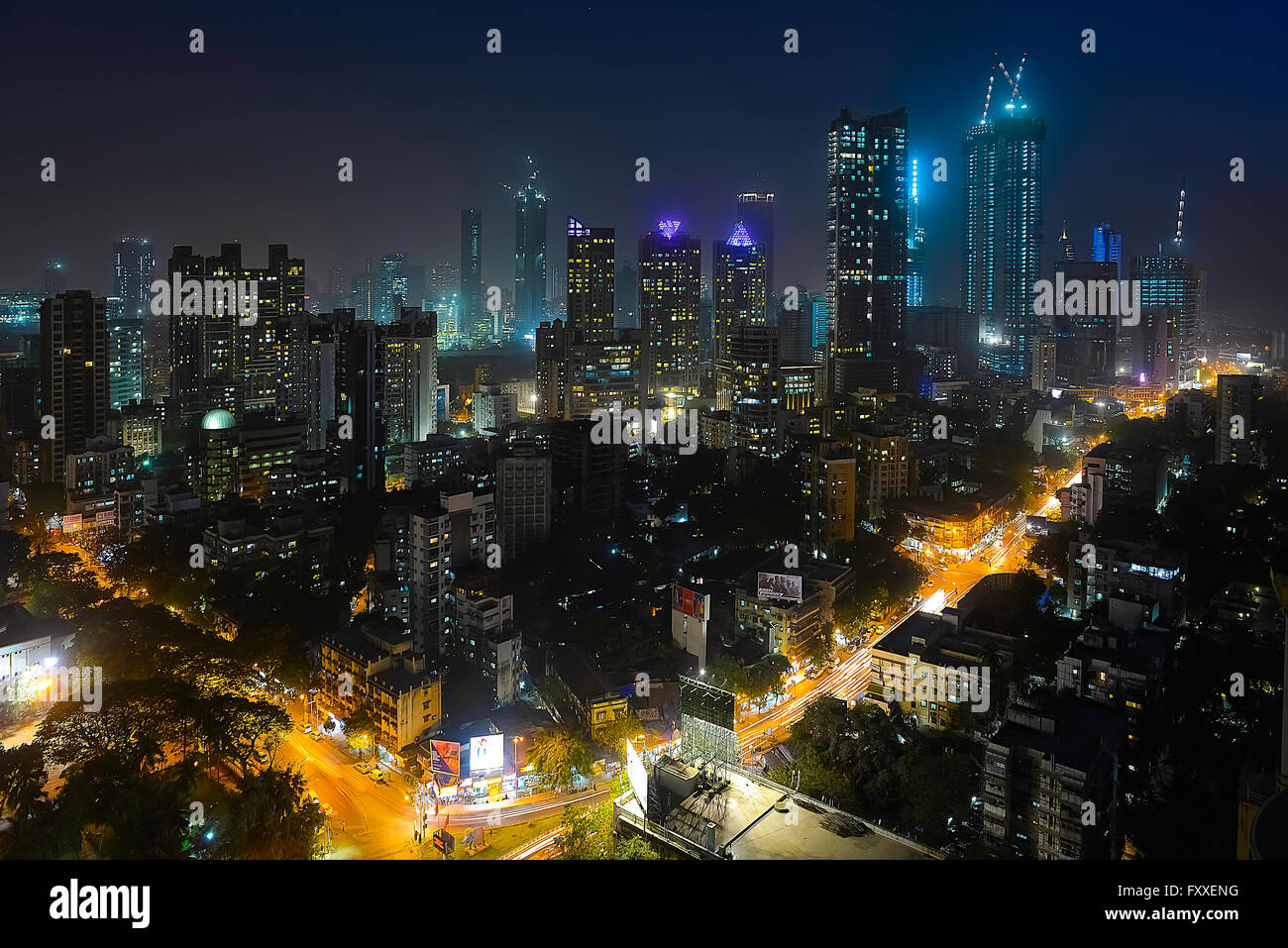 India Mumbai Bombay View at night Stock Photo, Royalty Free Image ...