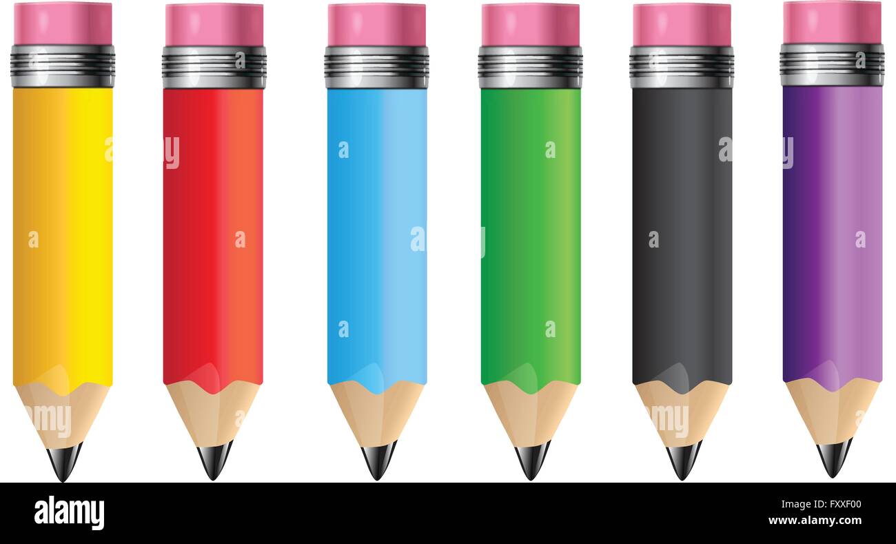 Six pencil with six different colors Stock Vector Images Alamy