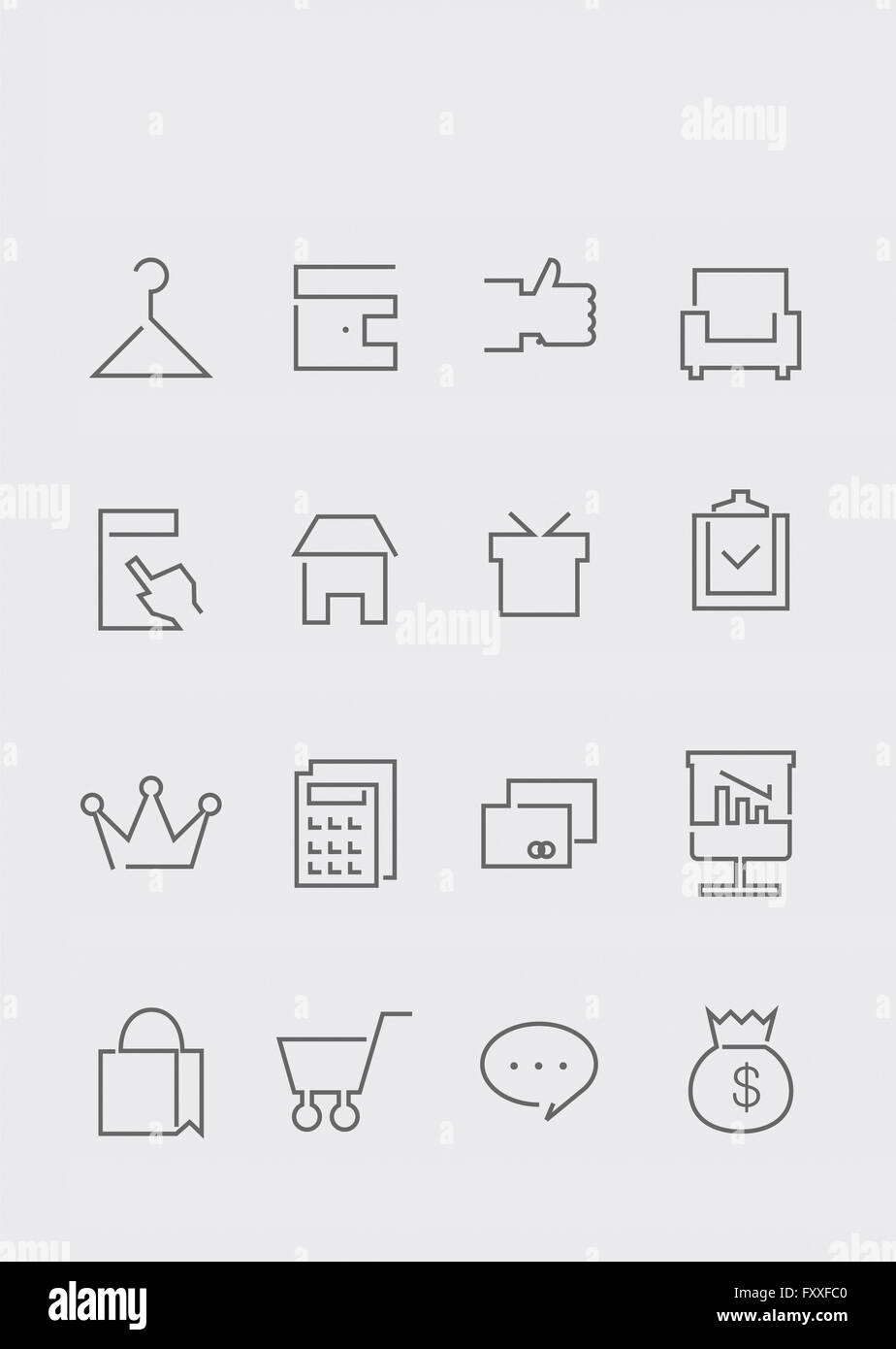 Set of various line icons Stock Photo Alamy