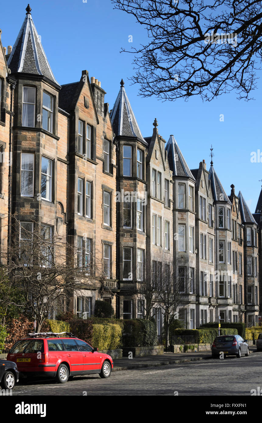 Tenement flats in the Marchmont district of Edinburgh, Scotland Stock