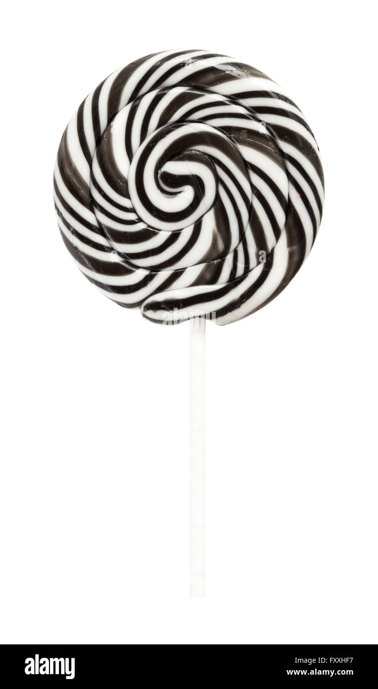 Large black and white swirl lolipop isolated on white Stock Photo