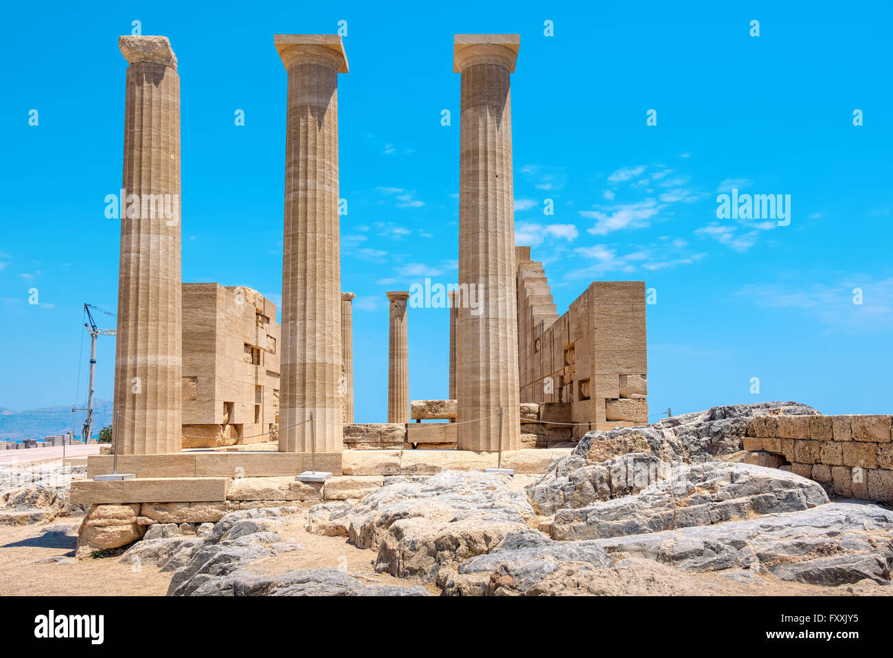 Temple of Athena Lindia in the Acropolis. Rhodes, Dodecanese Islands, Greece, Europe Stock Photo