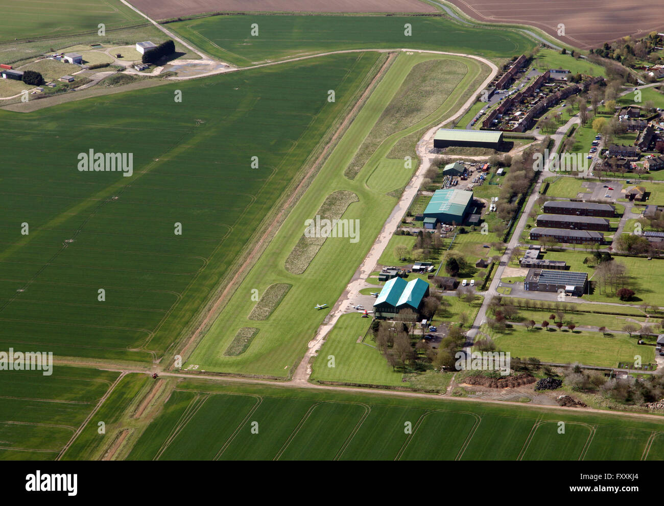 aerial view of Northcoates Airfield in North Lincolnshire, UK Stock Photo