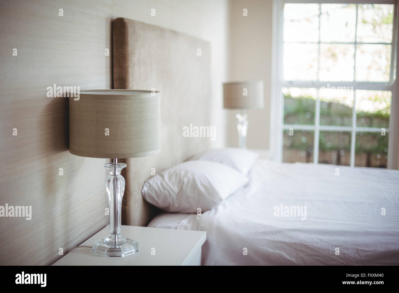 Lamp shades in bedroom Stock Photo Alamy
