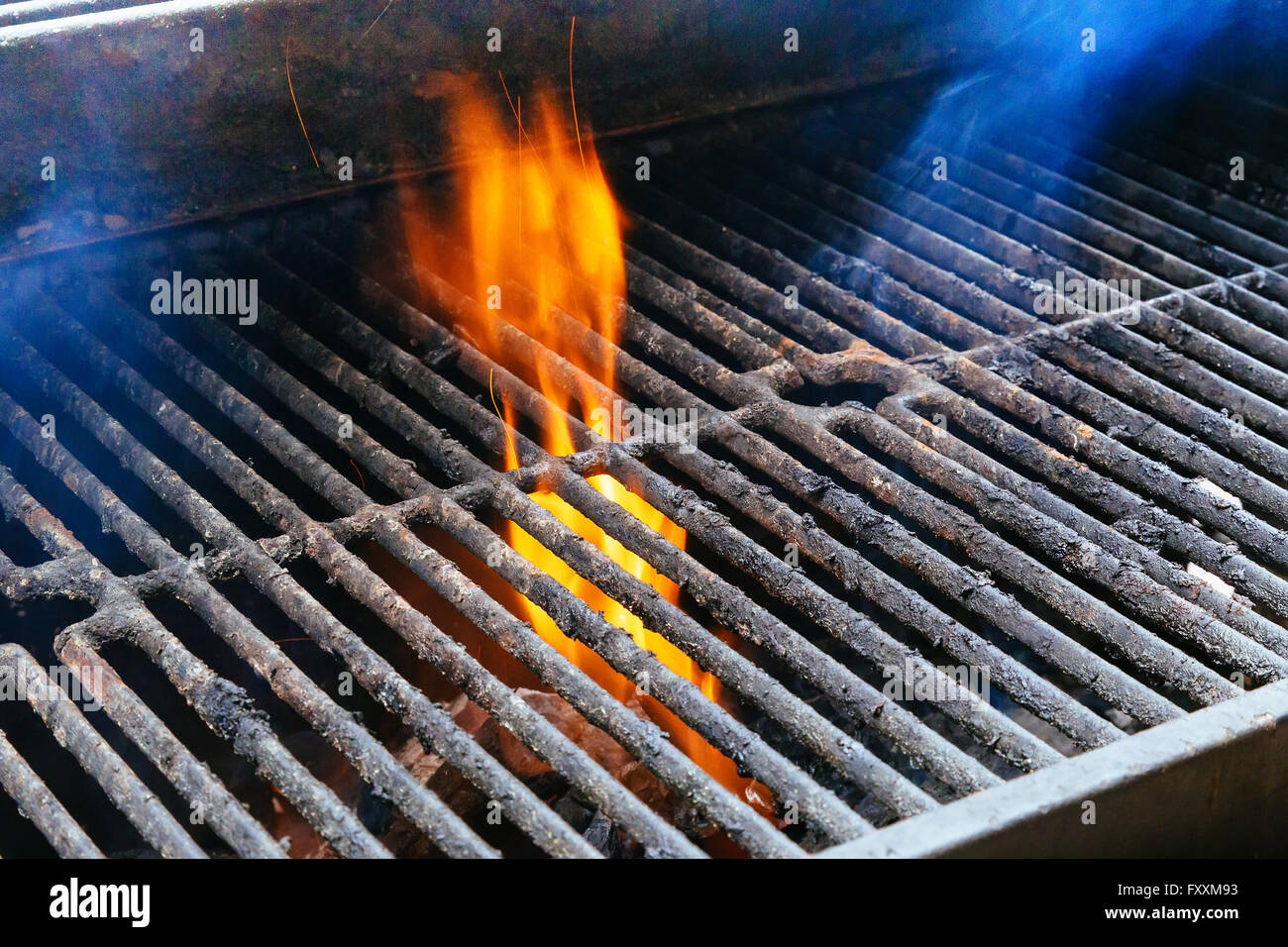 BBQ Grill and glowing coals. You can see more BBQ, grilled food, fire Stock Photo