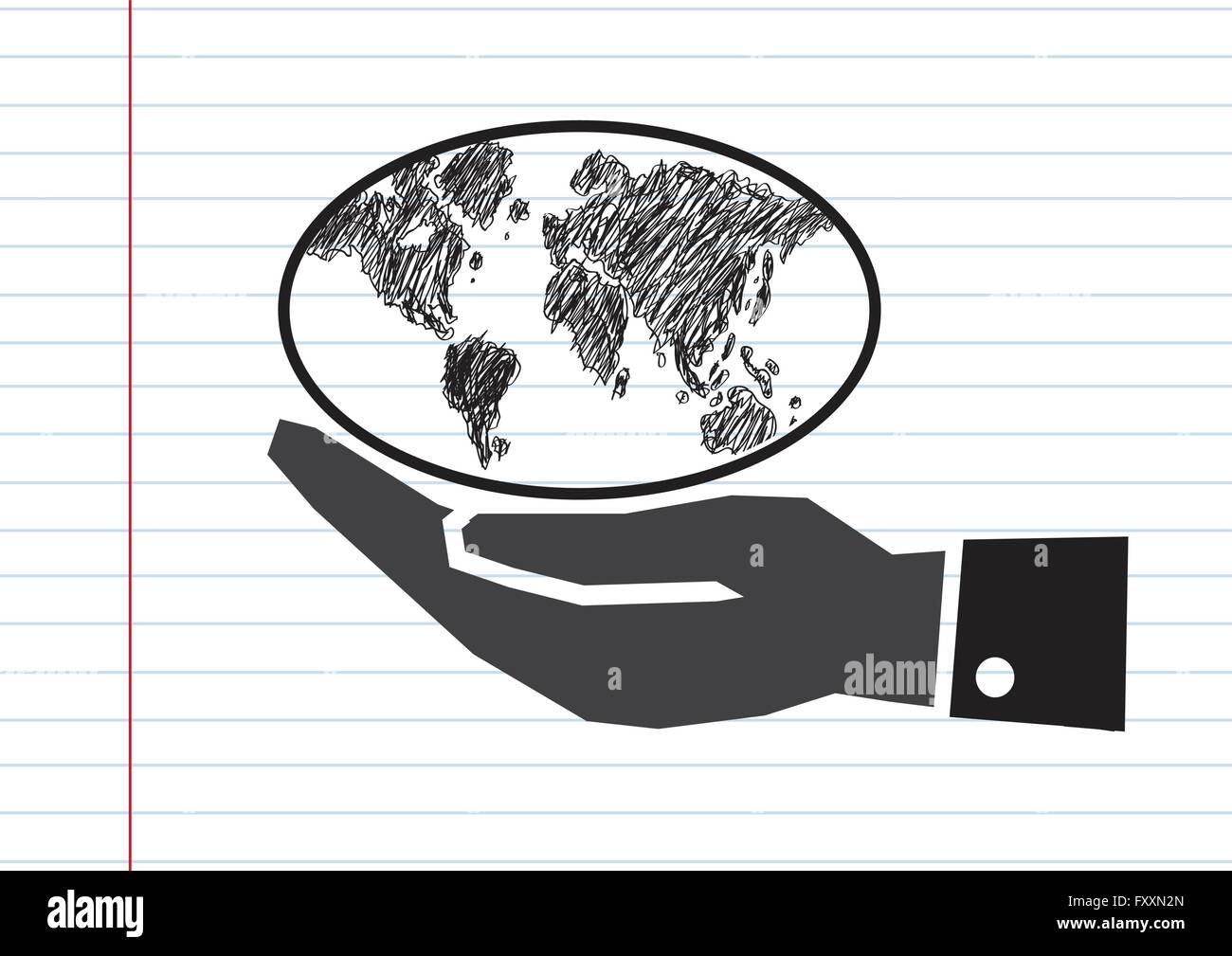 Hand holding world globe map Stock Vector Image & Art - Alamy