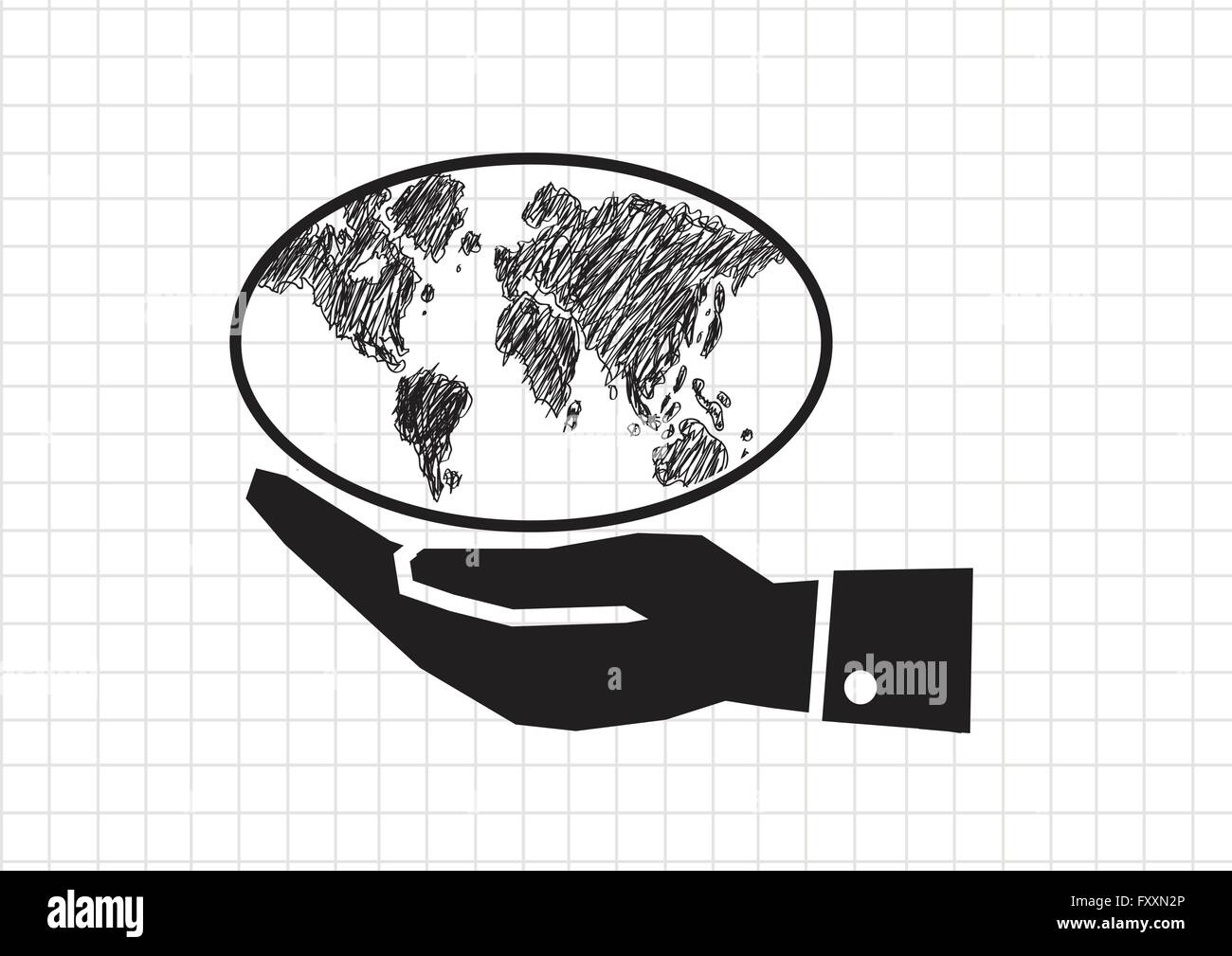 Hand holding world globe map Stock Vector Image & Art - Alamy