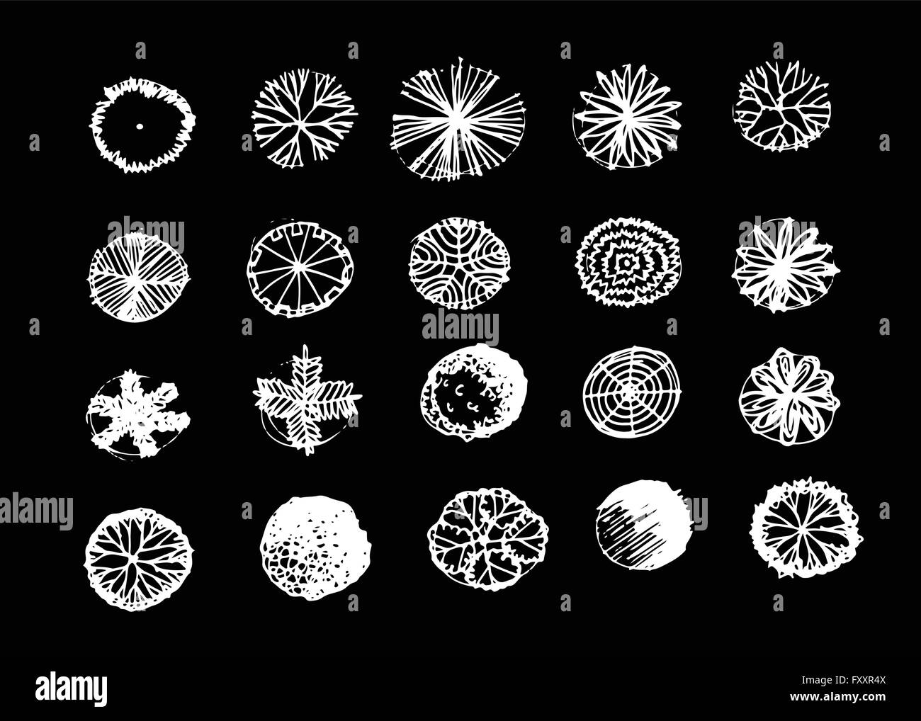 Trees top view for architecture landscape design projects Stock Vector