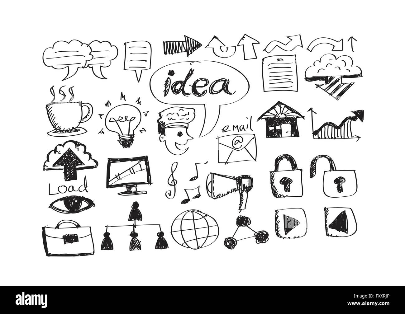 Hand doodle Business icon set idea design Stock Vector Image & Art - Alamy