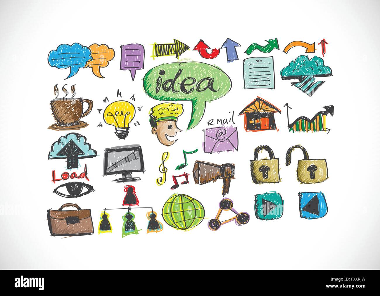 Hand doodle Business icon set idea design Stock Vector Image & Art - Alamy