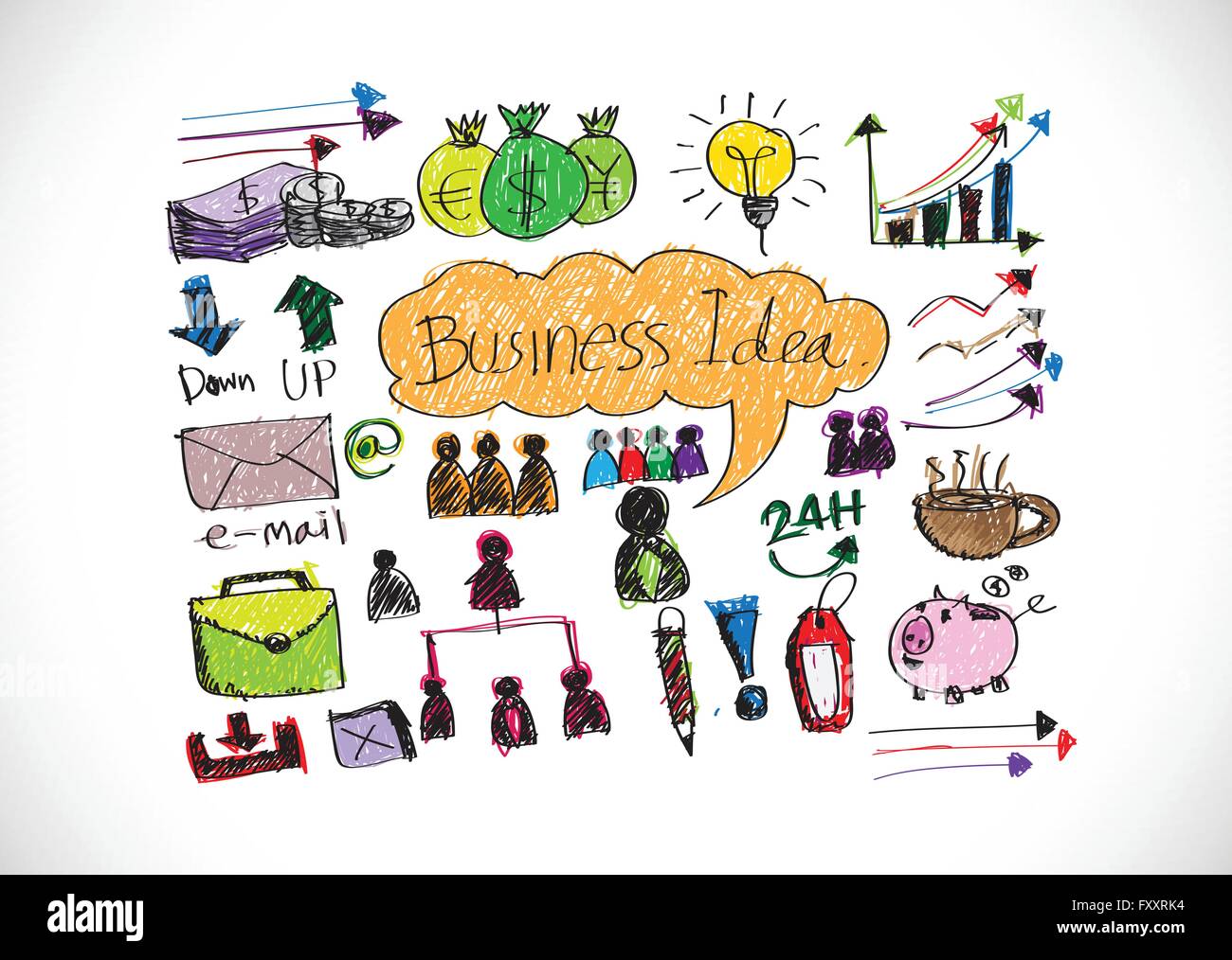 Hand doodle Business icon set idea design Stock Vector Image & Art - Alamy
