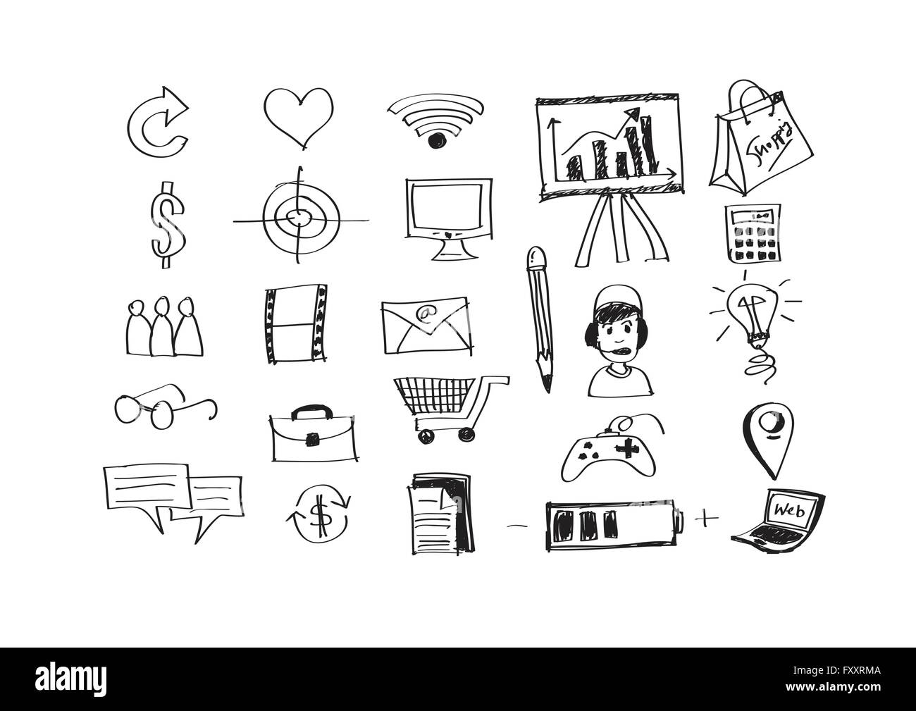 Hand doodle Business icon set idea design Stock Vector Image & Art - Alamy