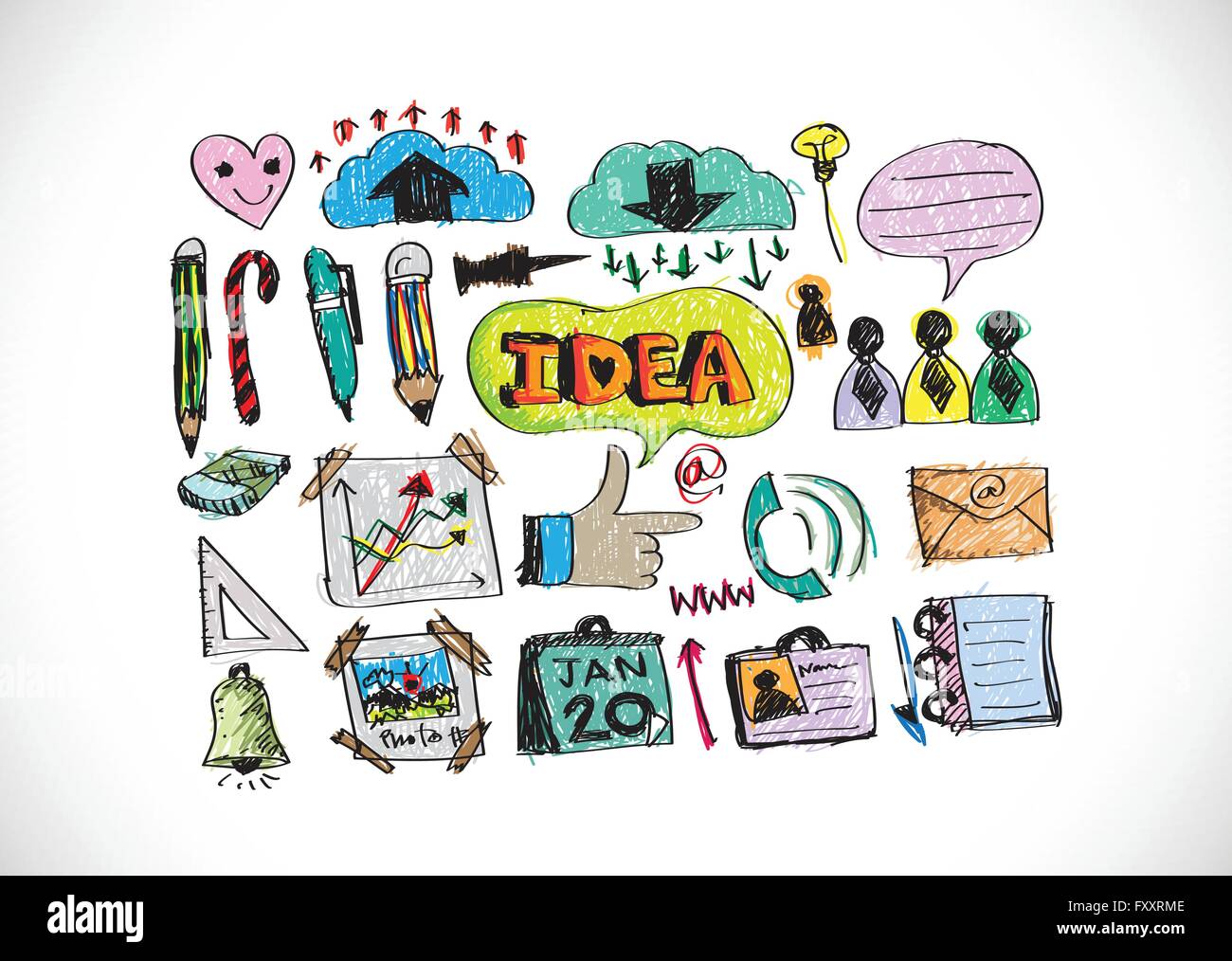 Hand doodle Business icon set idea design Stock Vector Image & Art - Alamy