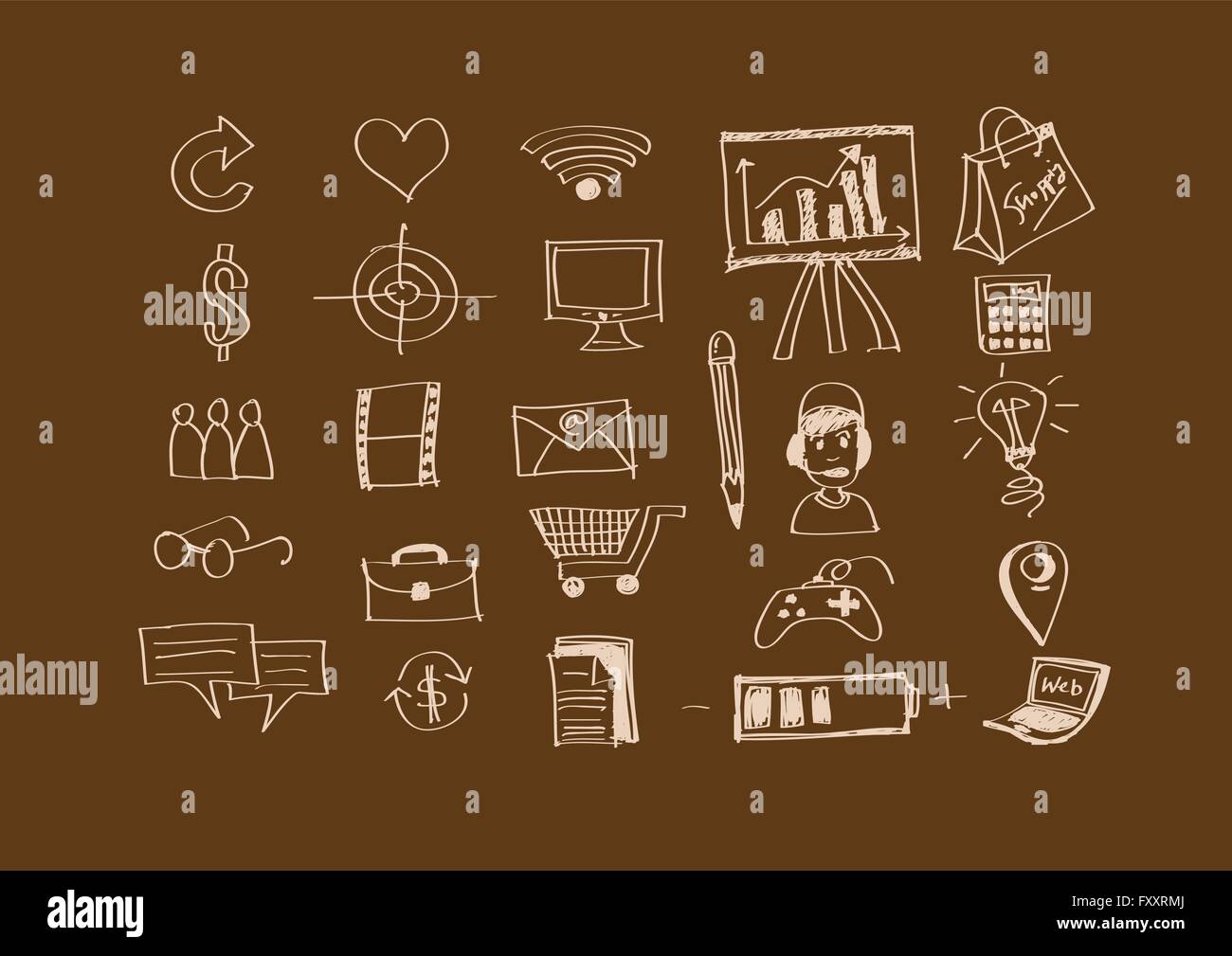 Hand doodle Business icon set idea design Stock Vector Image & Art - Alamy